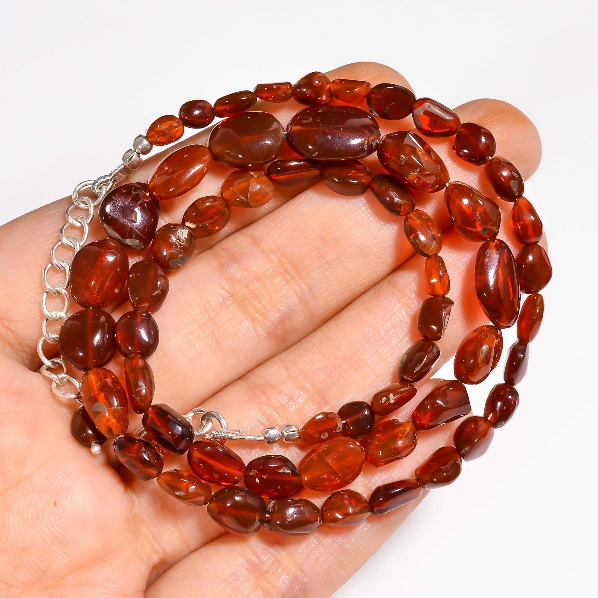 chocolate opal with matrix natural gemstone tumbled shape smooth necklace